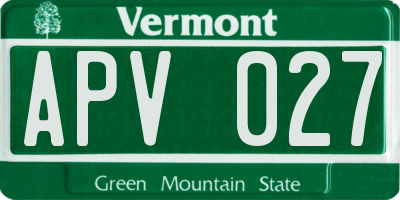 VT license plate APV027