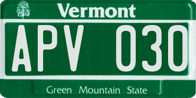 VT license plate APV030
