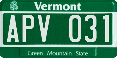 VT license plate APV031
