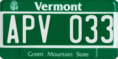 VT license plate APV033