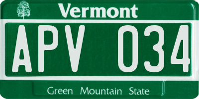 VT license plate APV034