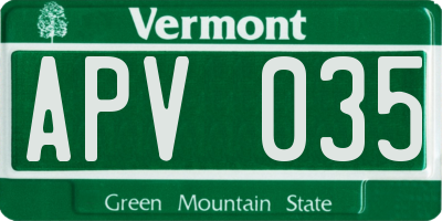 VT license plate APV035