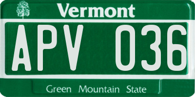 VT license plate APV036