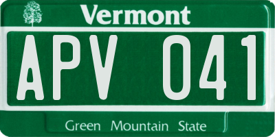 VT license plate APV041