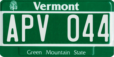 VT license plate APV044
