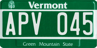 VT license plate APV045