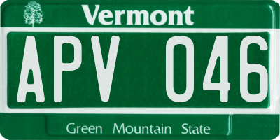 VT license plate APV046