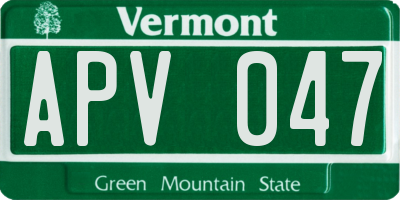 VT license plate APV047