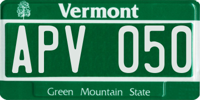 VT license plate APV050
