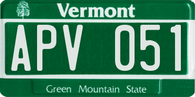 VT license plate APV051