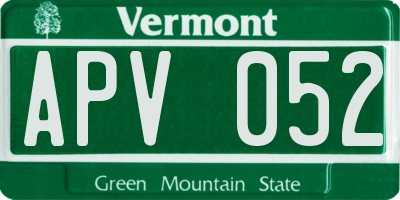 VT license plate APV052