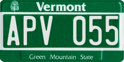 VT license plate APV055