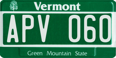 VT license plate APV060