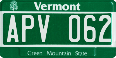 VT license plate APV062