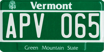 VT license plate APV065