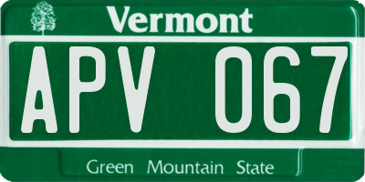 VT license plate APV067