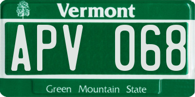 VT license plate APV068