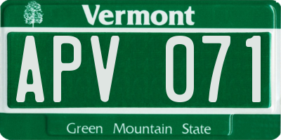 VT license plate APV071