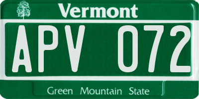 VT license plate APV072