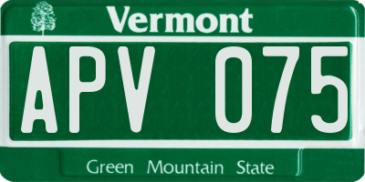 VT license plate APV075