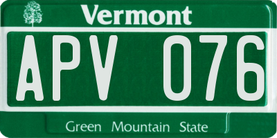 VT license plate APV076