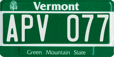 VT license plate APV077