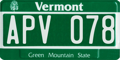 VT license plate APV078