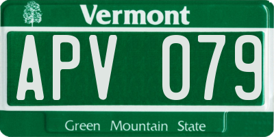 VT license plate APV079