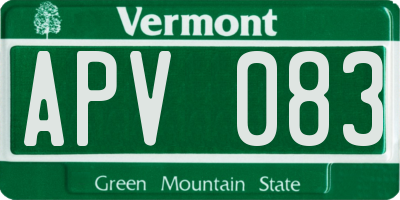 VT license plate APV083