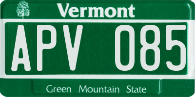VT license plate APV085