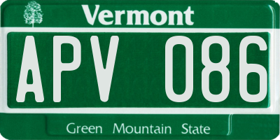 VT license plate APV086
