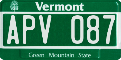 VT license plate APV087