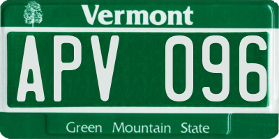VT license plate APV096