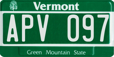 VT license plate APV097