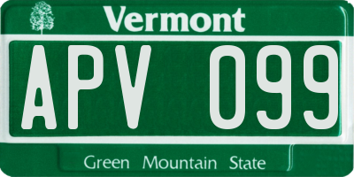 VT license plate APV099