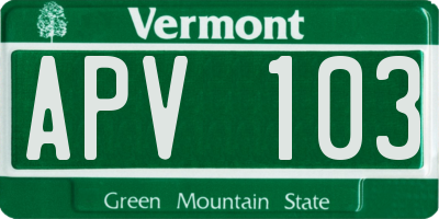 VT license plate APV103