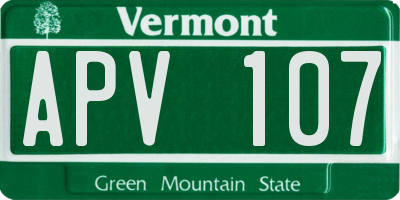 VT license plate APV107
