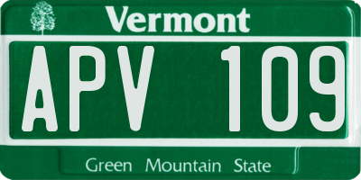 VT license plate APV109