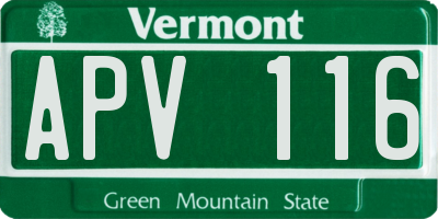 VT license plate APV116
