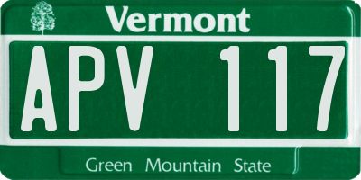 VT license plate APV117