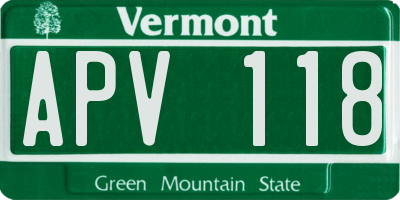 VT license plate APV118