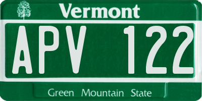 VT license plate APV122