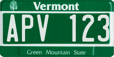 VT license plate APV123