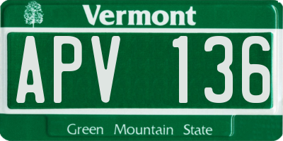 VT license plate APV136