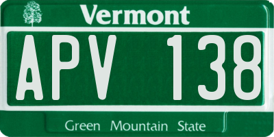 VT license plate APV138
