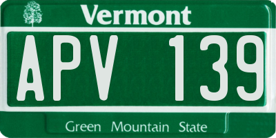 VT license plate APV139