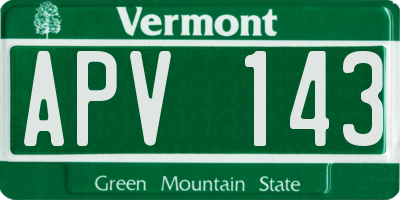 VT license plate APV143