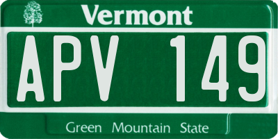 VT license plate APV149