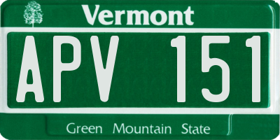 VT license plate APV151