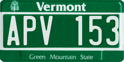 VT license plate APV153
